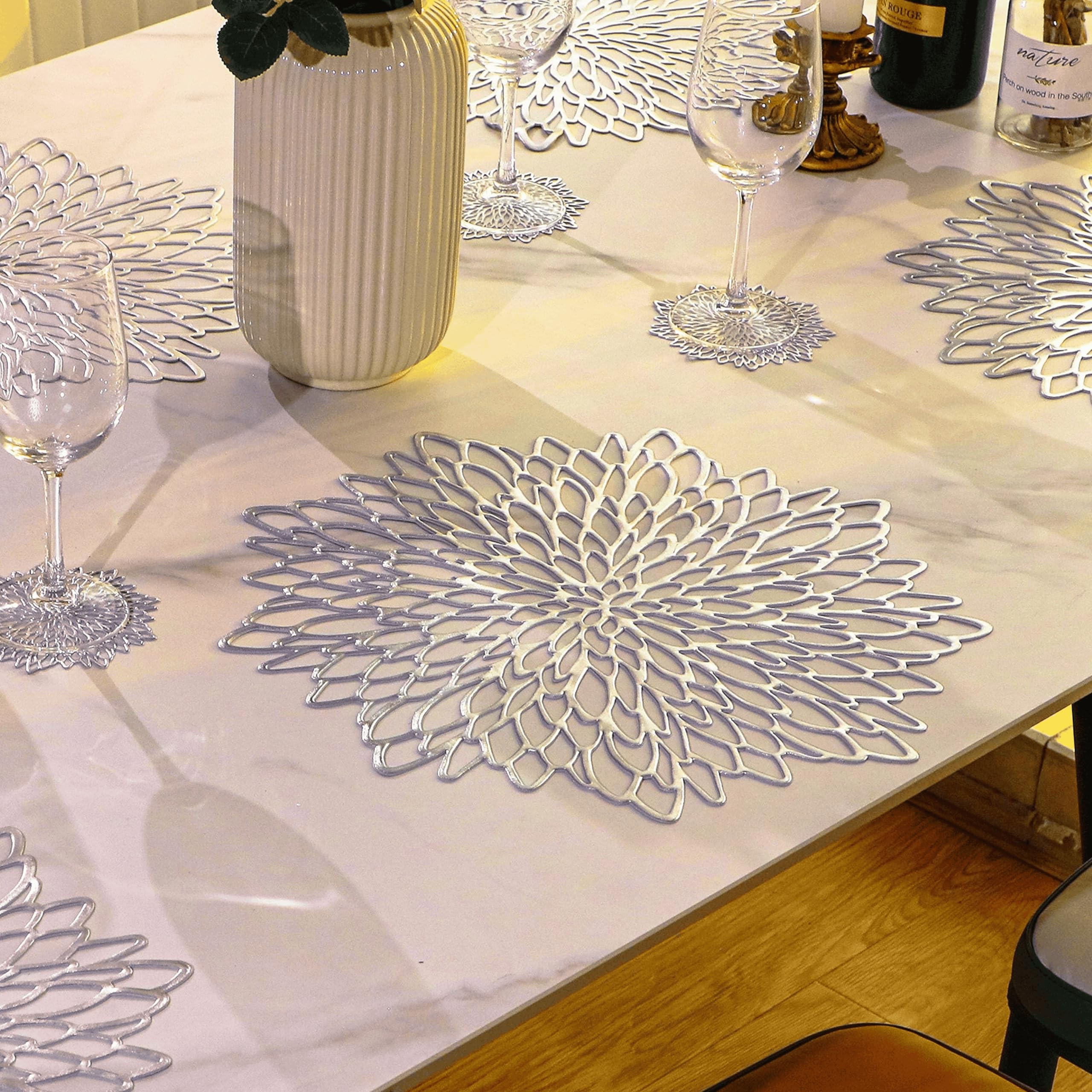 Snowkingdom placemats displayed on wall for festive displays