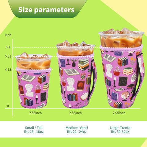 Snowso 3-pack medium handle sleeve for 22-24oz cups, ergonomic grip