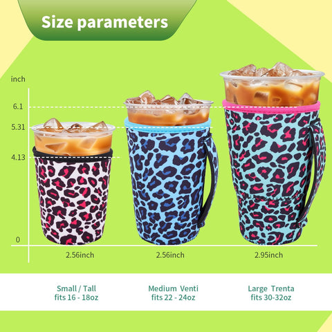 Snowso leopard-print medium sleeve with handle eases grip on 22-24 oz cups