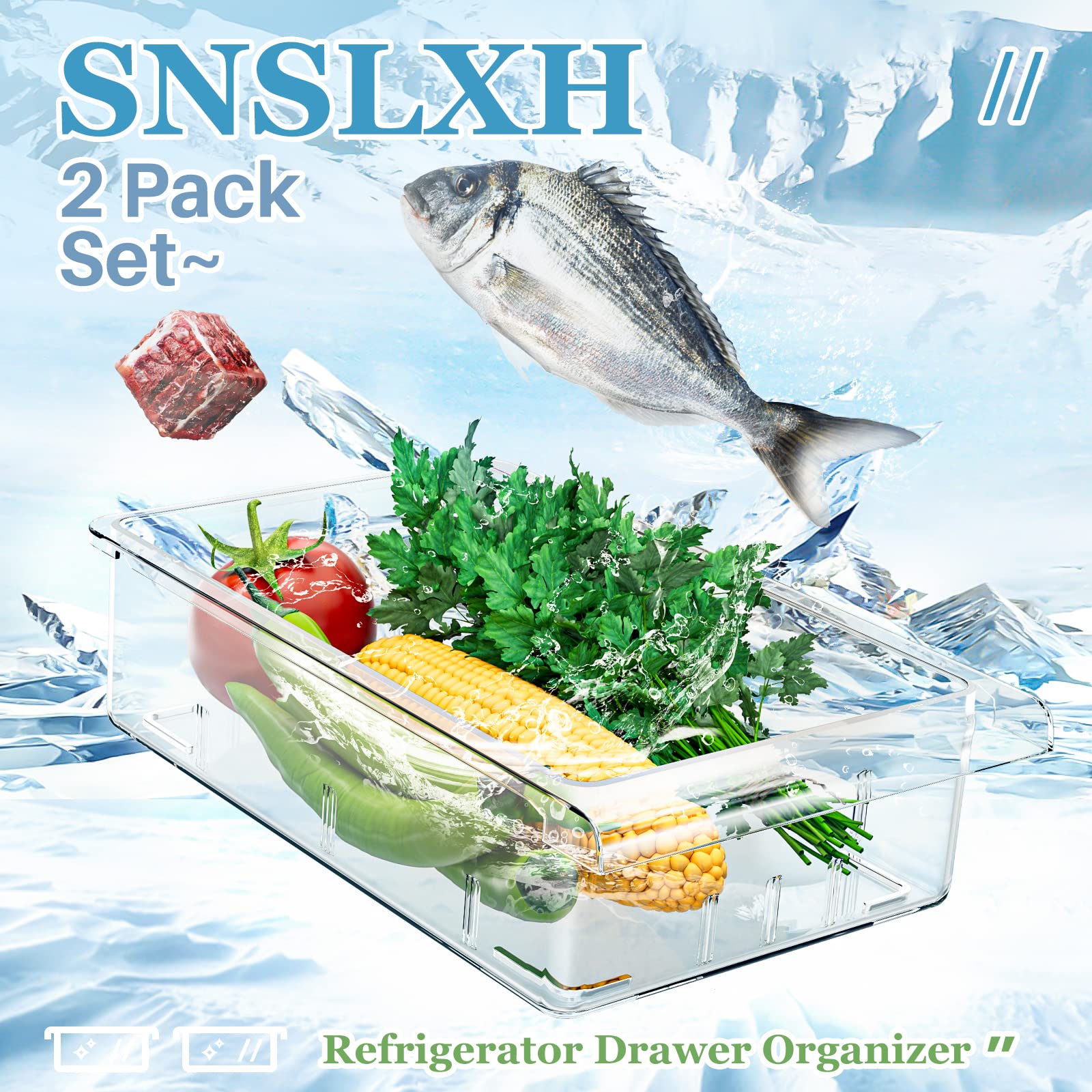 SNSLXH 2-pack fridge drawer set adds extra storage capacity