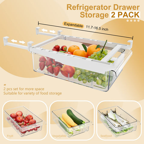 SNSLXH pull-out under-shelf organizer maximizes fridge space