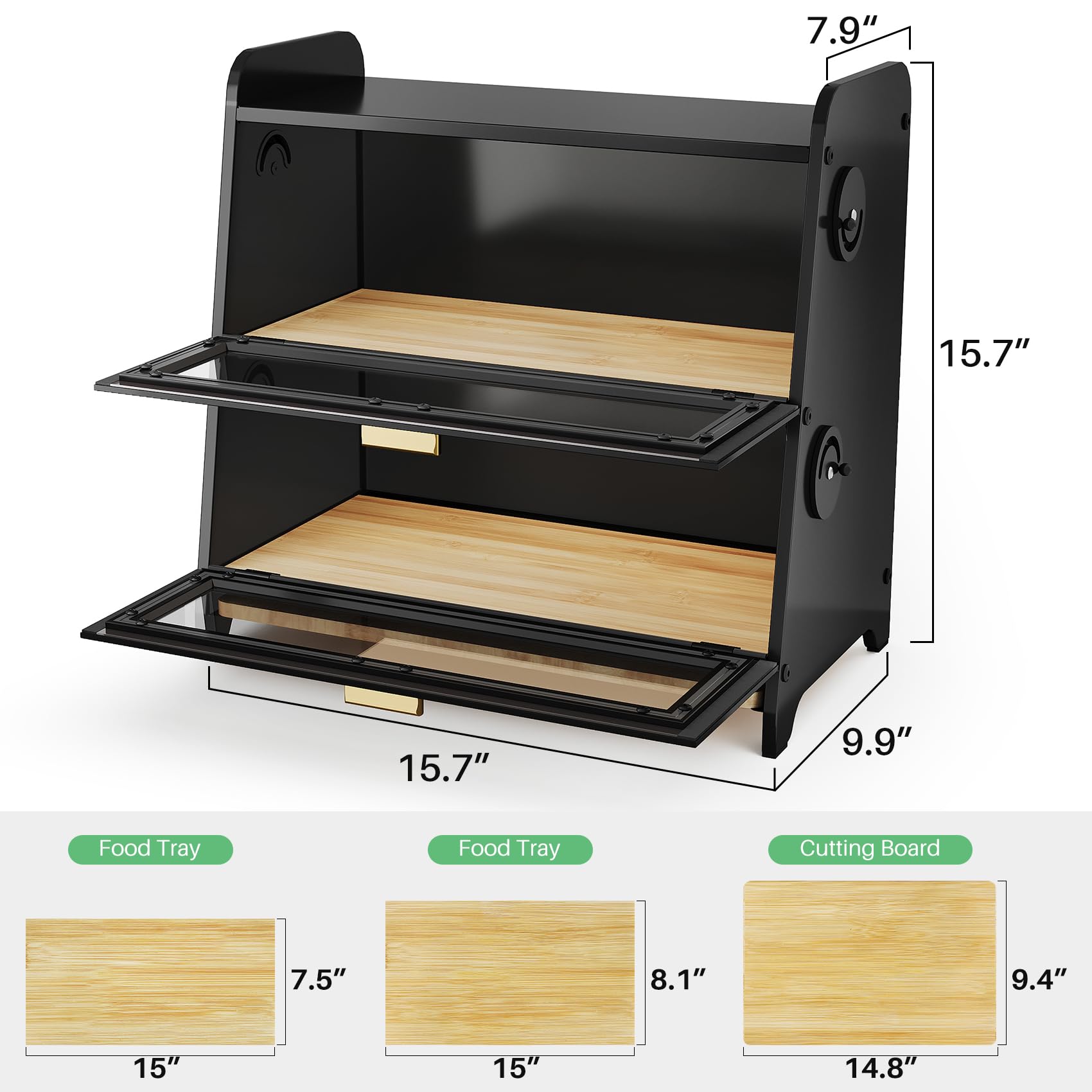 SNTD Bread Box on a counter with bamboo accents and modern look