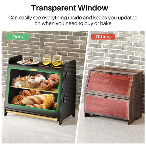 SNTD Bread Box detachable bamboo trays simplify cleaning and organization.