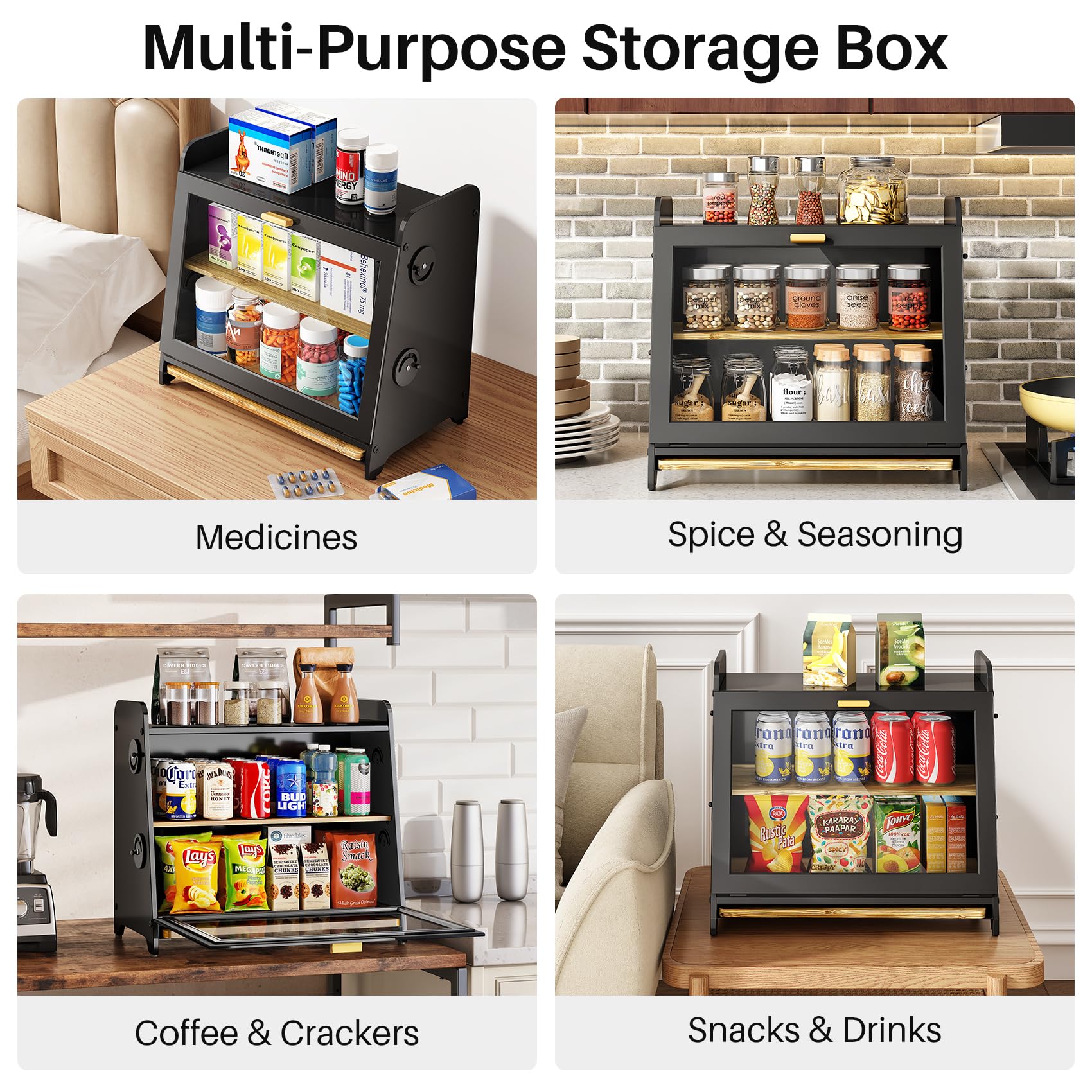 SNTD Bread Box large storage capacity fits several loaves and pastries.