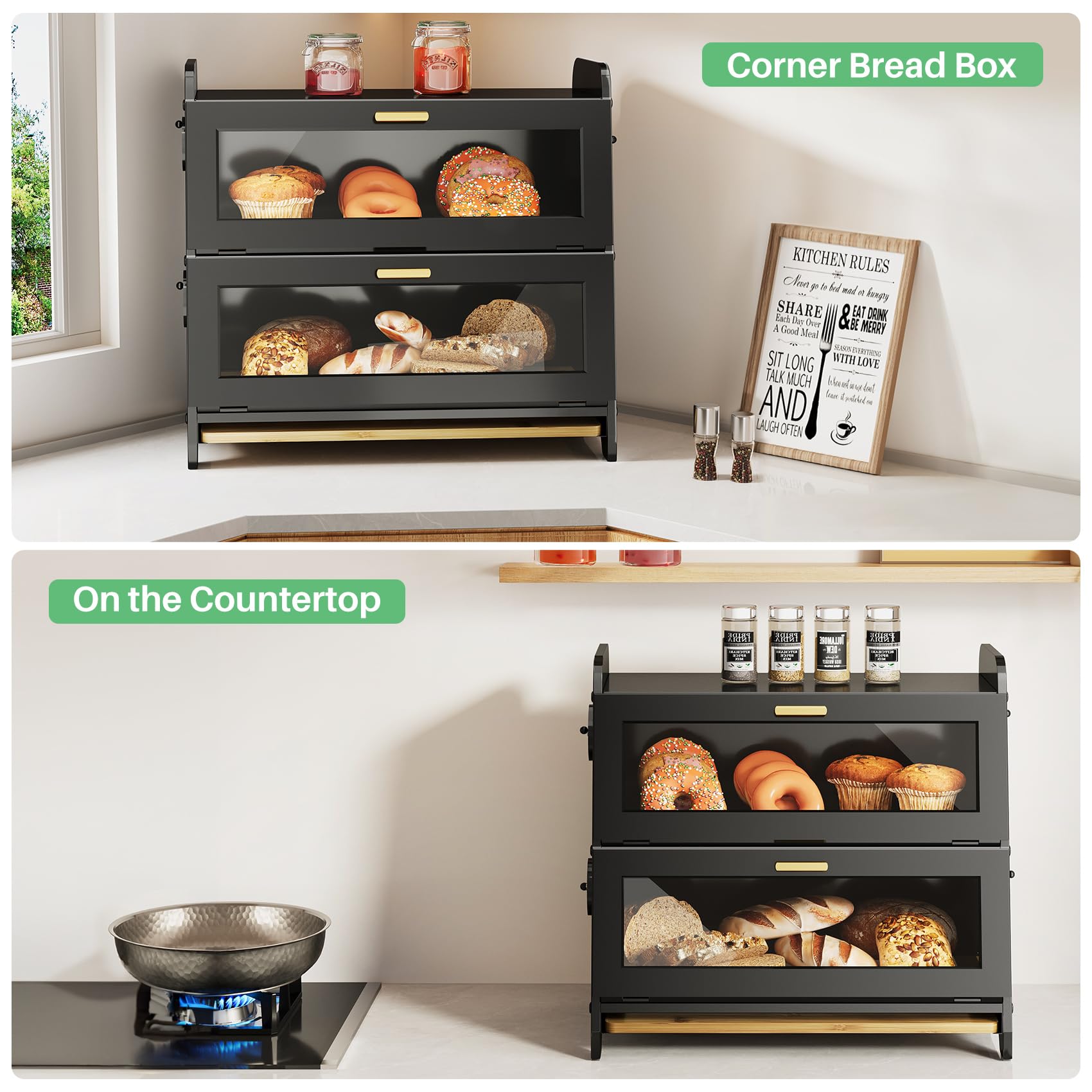 SNTD Bread Box top-tier storage showcases extra space for items