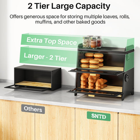 SNTD Bread Box transparent door window for quick freshness check
