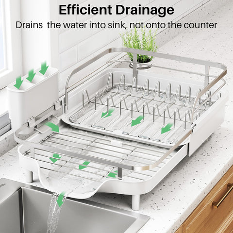 SNTD dish drying rack made of rust-resistant 304 stainless steel.