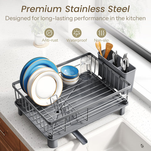 SNTD dish drying rack anti-slip caps protect countertops and keep rack stable.