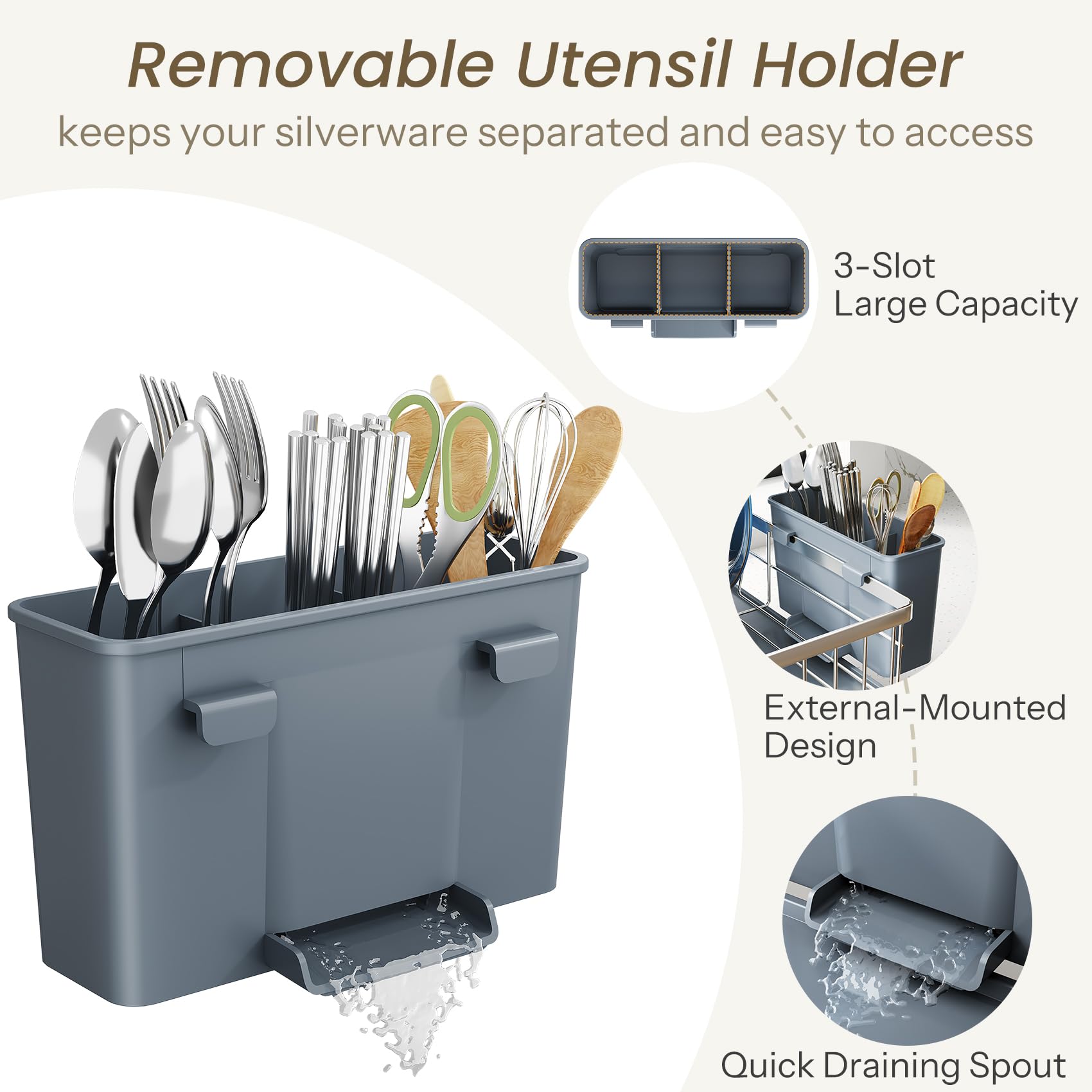 SNTD dish drying rack anti-slip feet protect countertops