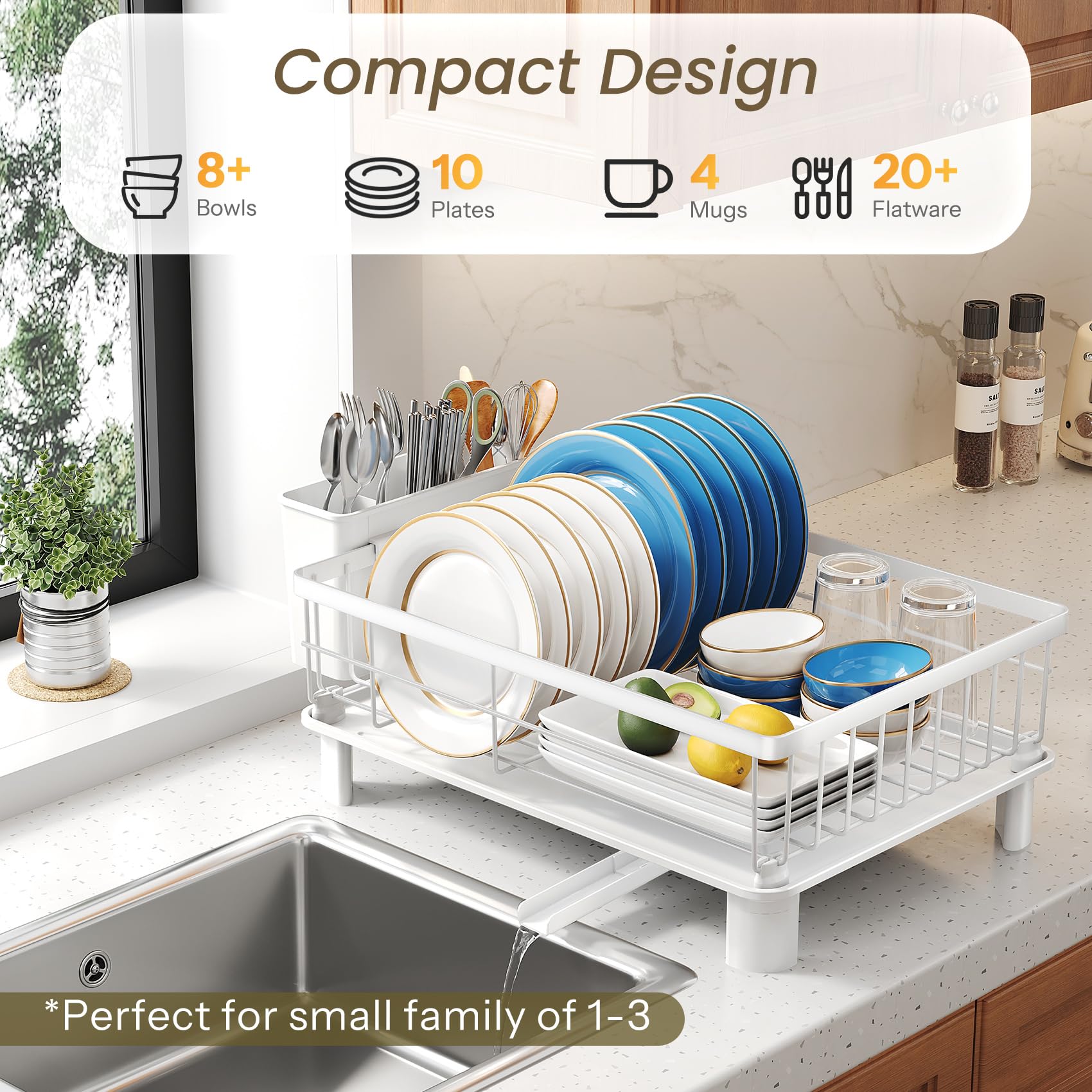 SNTD drainboard channels water directly to the sink for a dry counter.