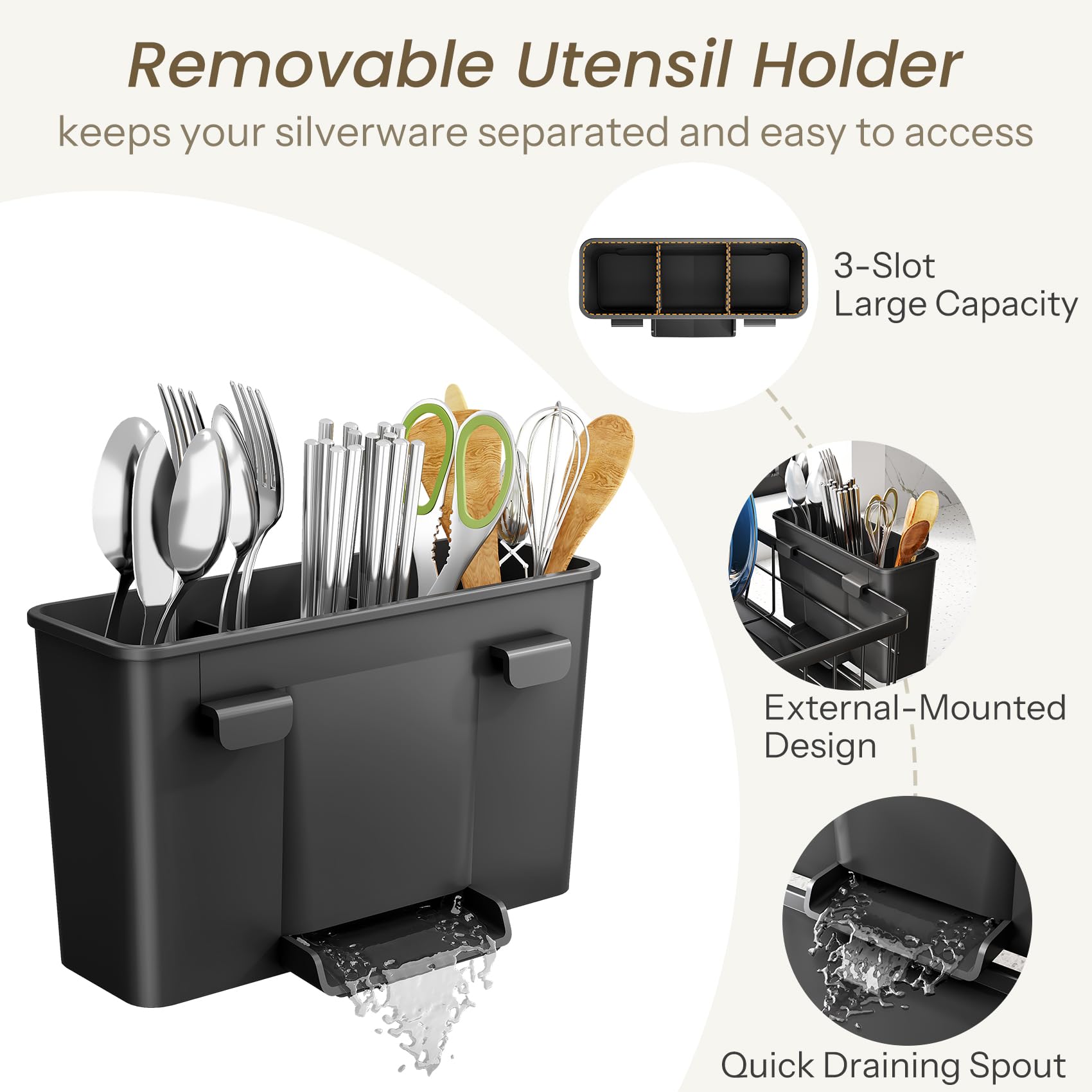 SNTD dish drying rack elevated 1.75 inch legs promote efficient drainage