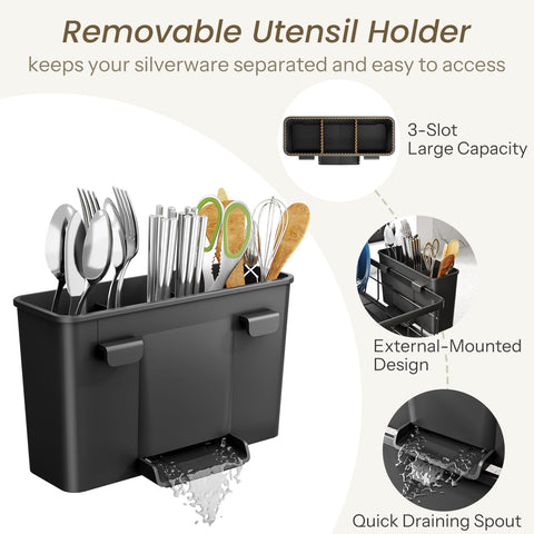 SNTD dish drying rack elevated 1.75 inch legs promote efficient drainage