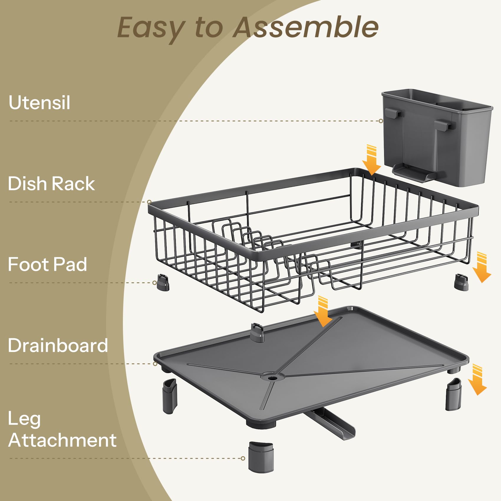 SNTD dish drying rack elevated legs fit various sinks and improve drainage.