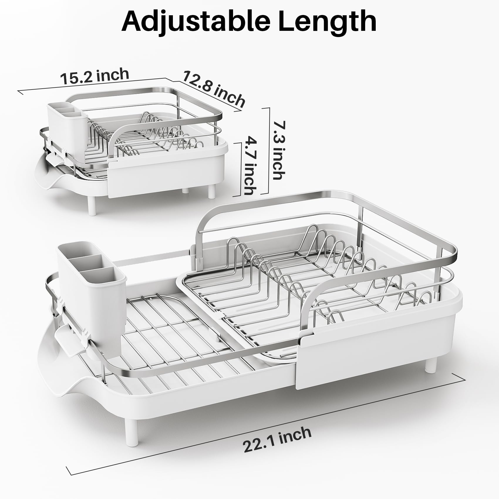 SNTD dish drying rack guardrails secure plates and glasses during drying.