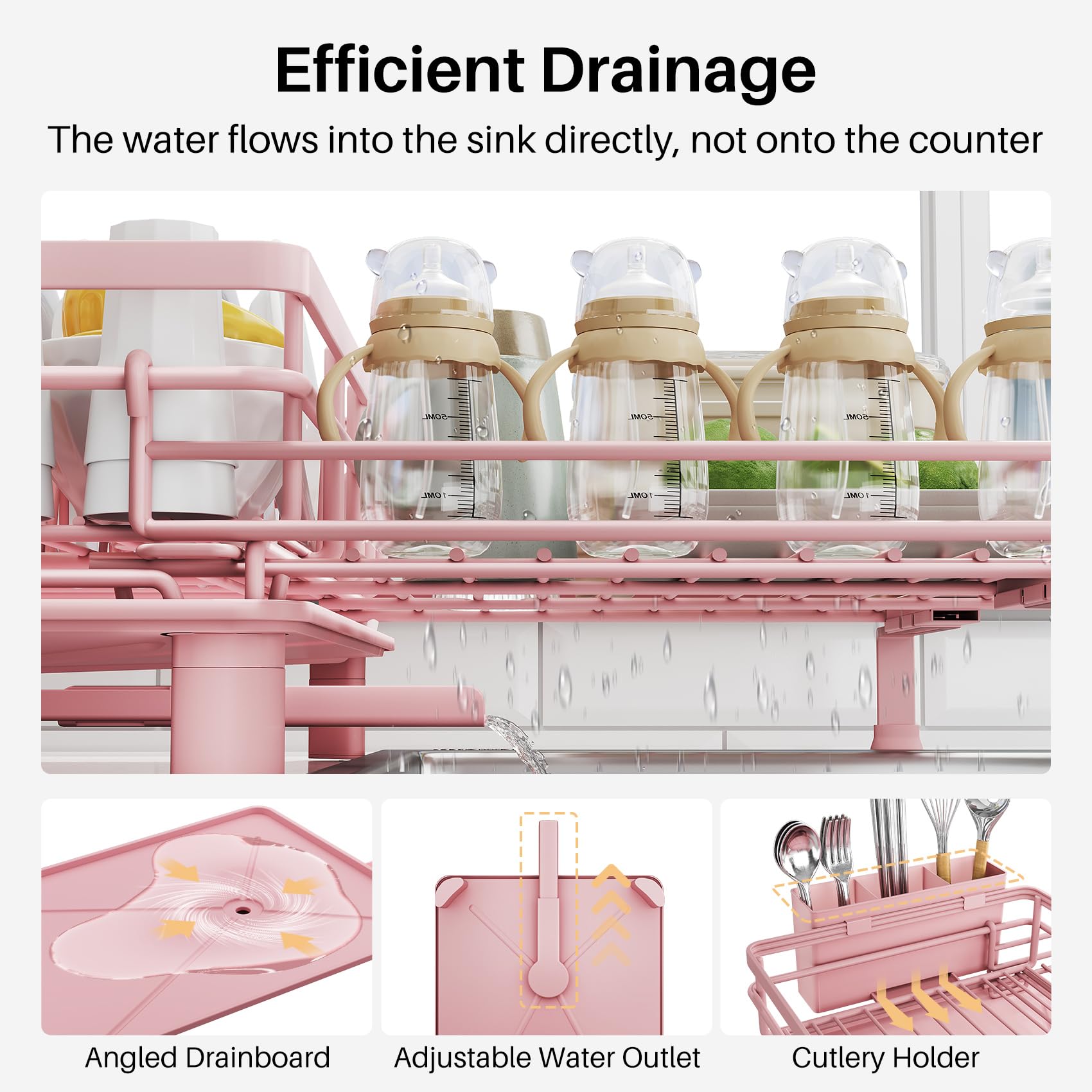 SNTD dish drying rack offers large capacity for plates, bowls, and glasses