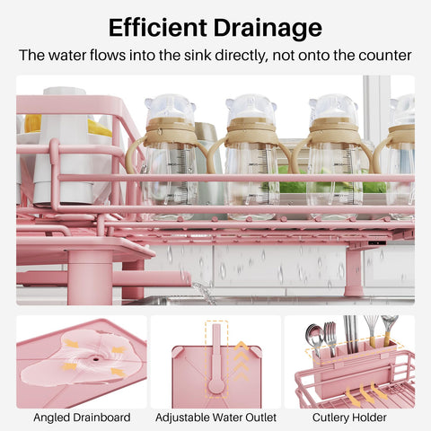 SNTD dish drying rack offers large capacity for plates, bowls, and glasses