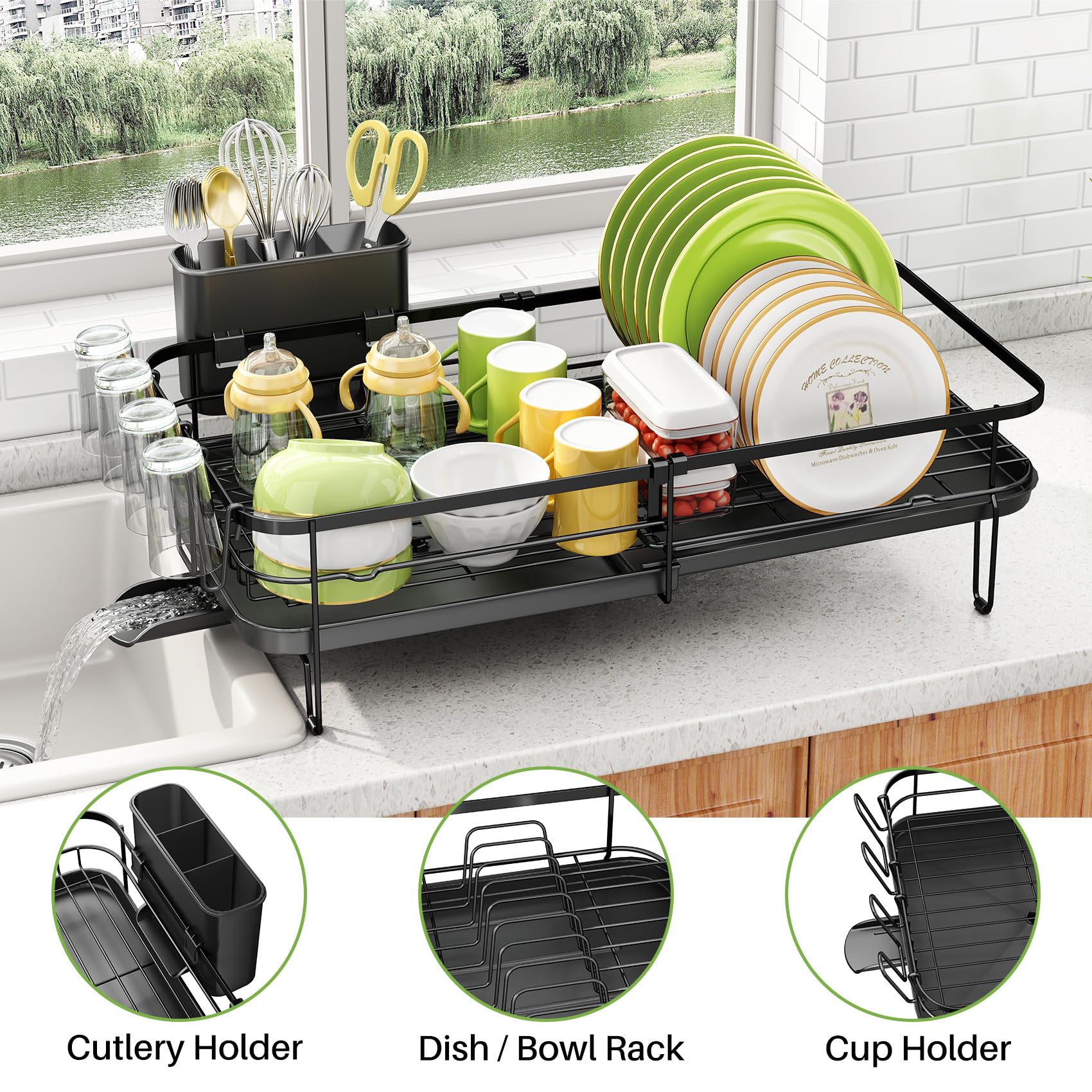 SNTD multifunction storage keeps dishes, bowls, utensils, and cups organized.