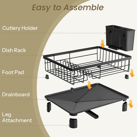 SNTD dish drying rack fits compact kitchens while keeping dishes accessible