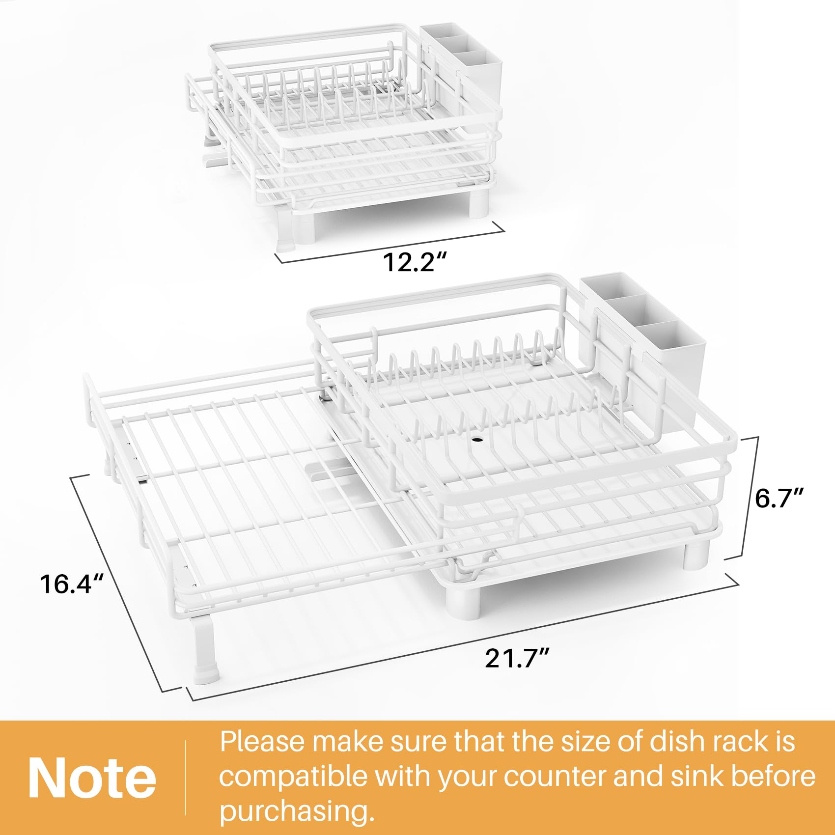 SNTD dish drying rack over-sink 2-in-1 design keeps counter organized