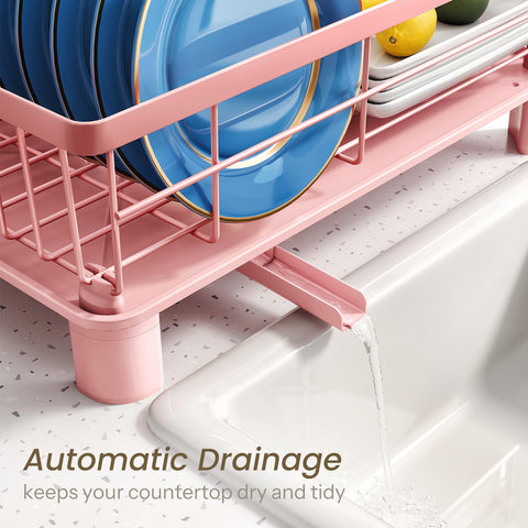 SNTD pink utensil holder with three compartments keeps flatware organized.
