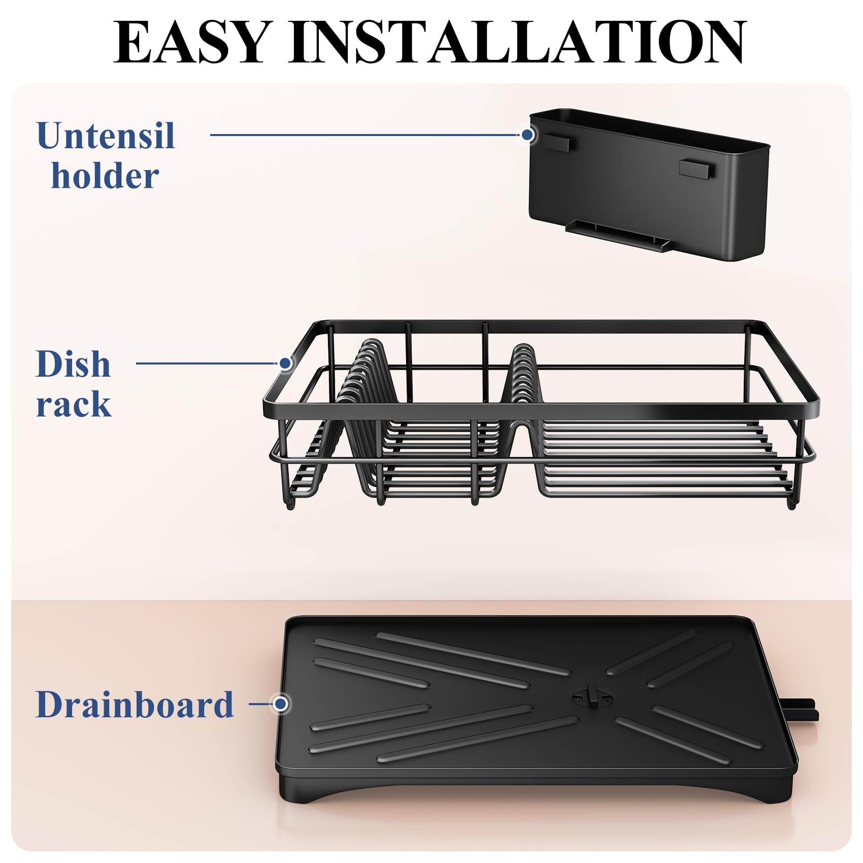 SNTD dish drying rack side-view highlights slim footprint.
