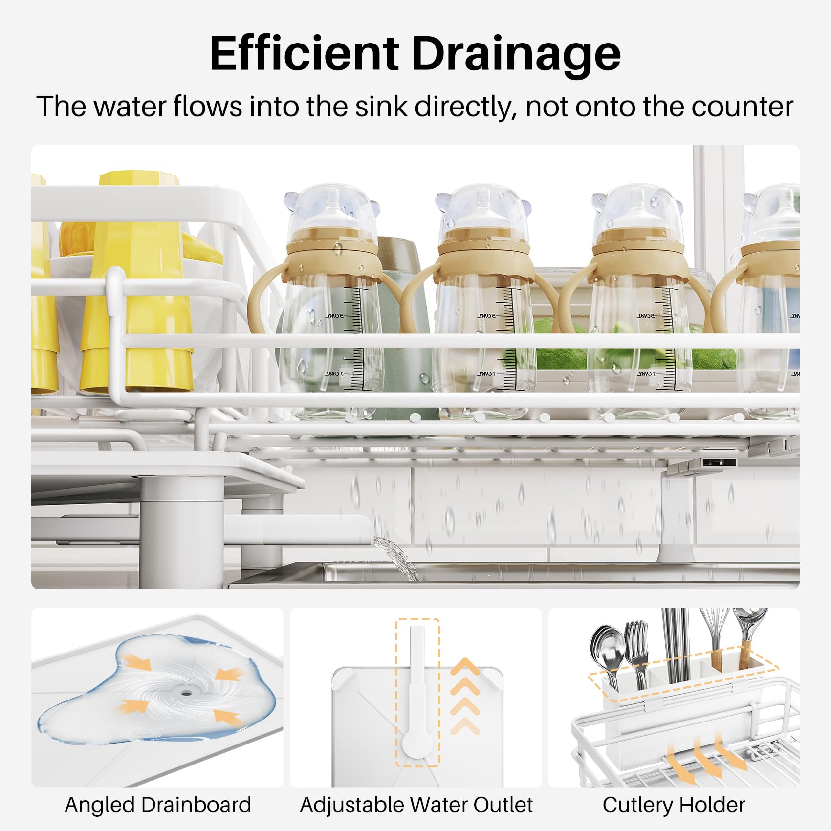 SNTD over-sink rack compatible with many sink widths up to 21 inches