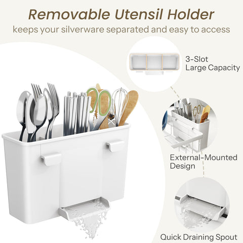 SNTD removable utensil holder with three compartments for organized flatware.