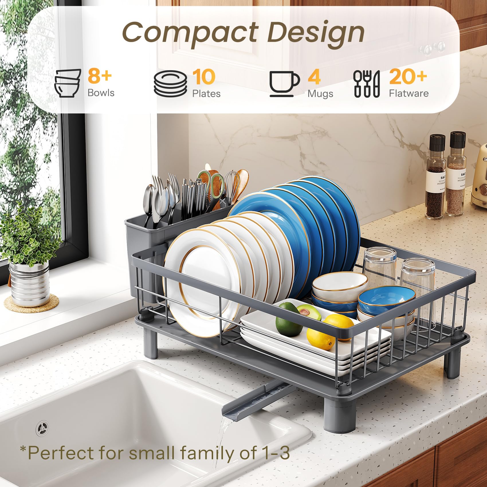 SNTD dish drying rack stainless steel rack resists rust for daily use.