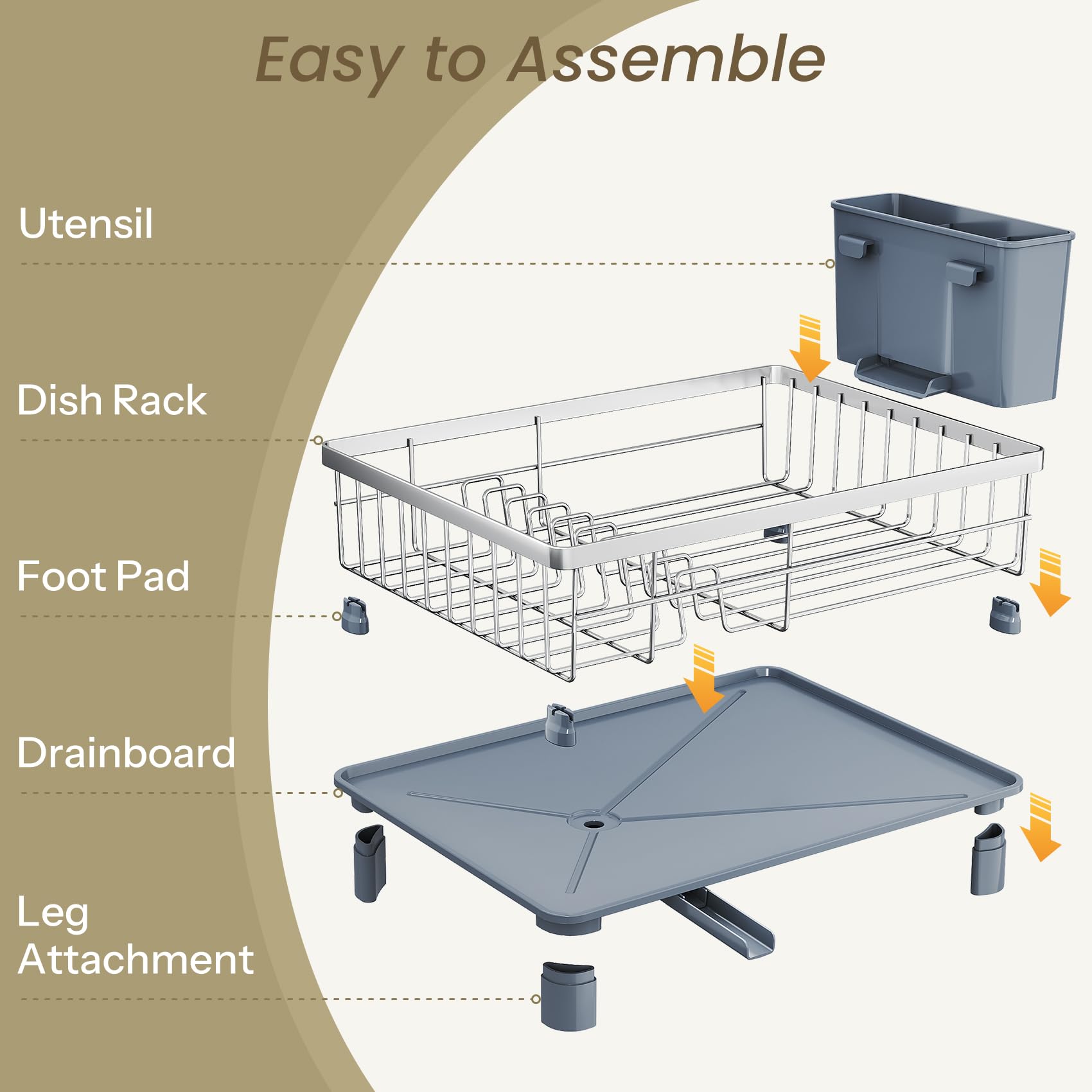 SNTD dish drying rack rust-resistant stainless steel for daily use