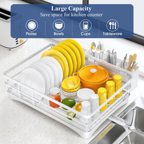 SNTD dish drying rack utensil holder close-up for organized flatware.