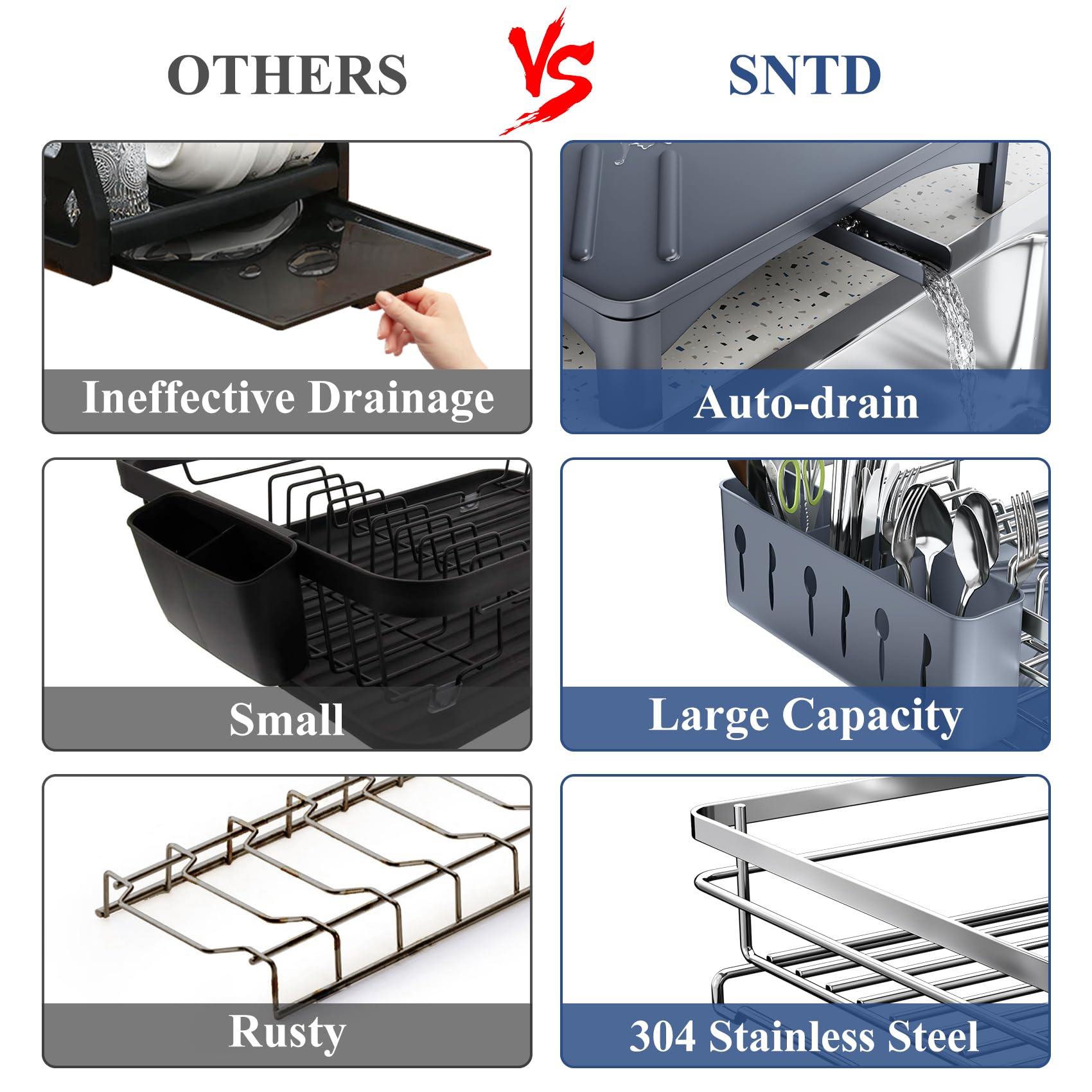 SNTD utensil holder with three compartments for organized utensils.