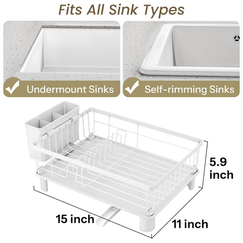 SNTD dish drying rack with utensil holder keeps flatware neatly organized.