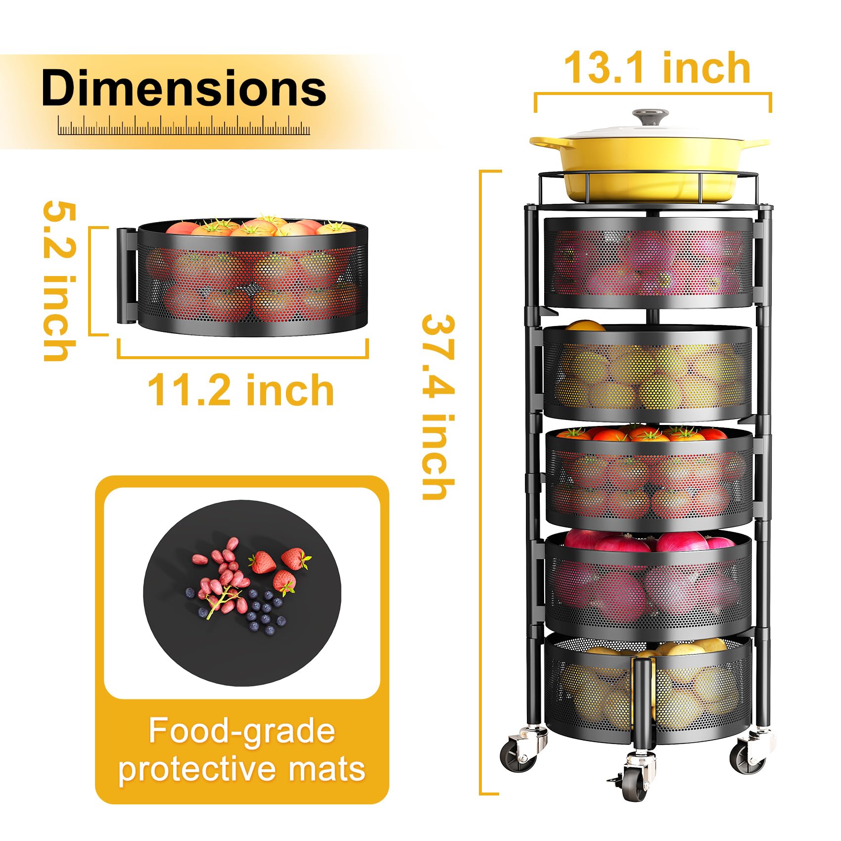 SNTD five-tier rotating rack with metal frame for organized storage.