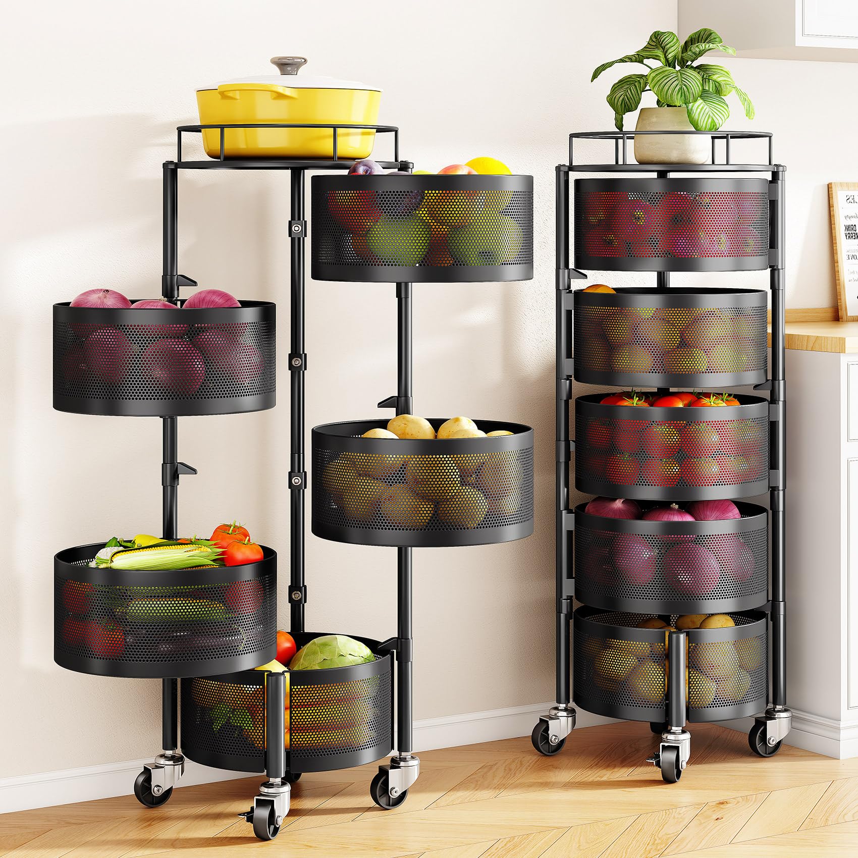 SNTD fruit and vegetable basket with rotating top lid for easy access.