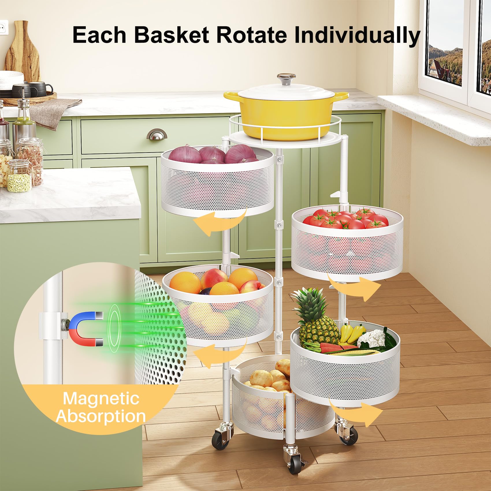 SNTD kitchen organizer on wheels for flexible placement