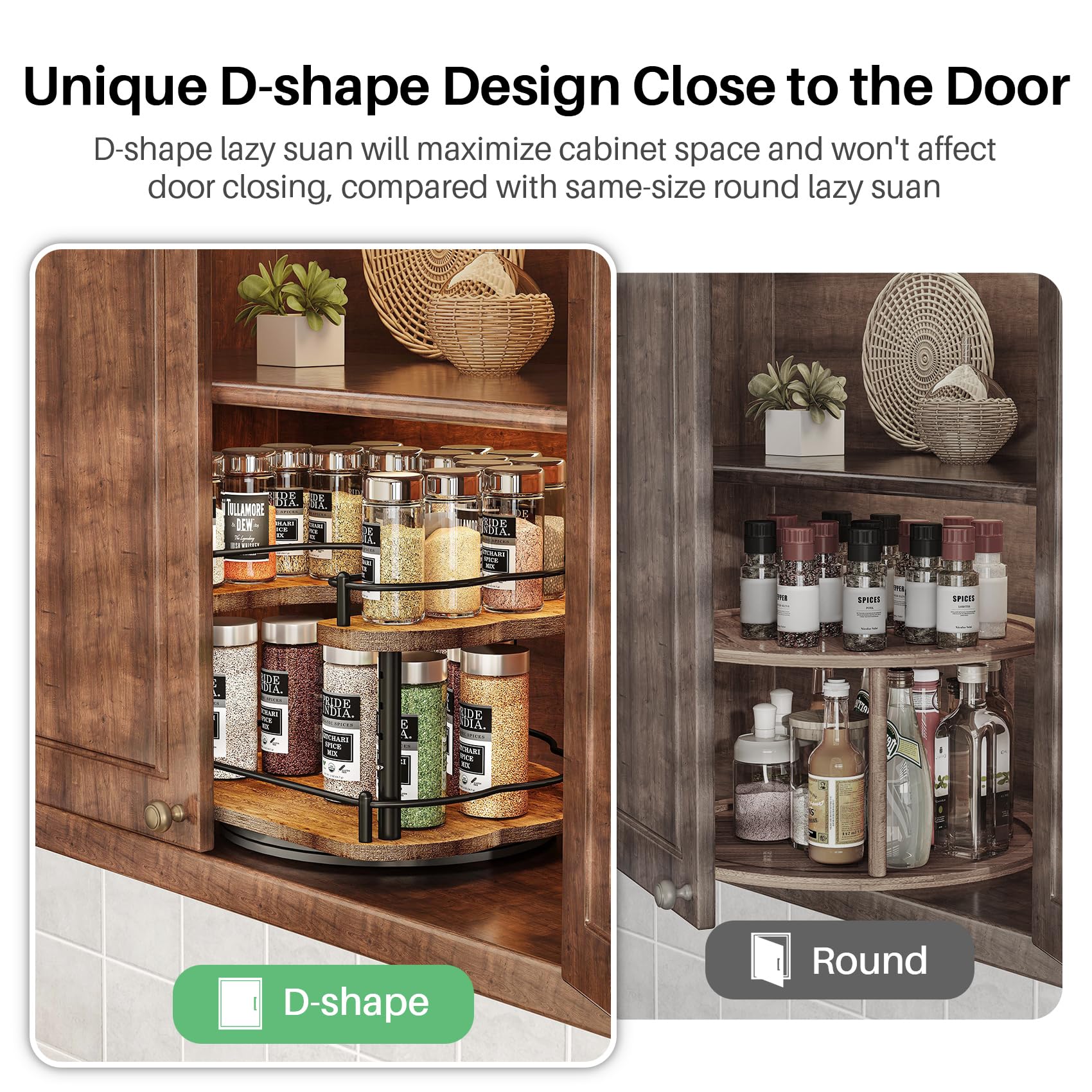 SNTD Lazy Susan solid wood and metal construction for durability.