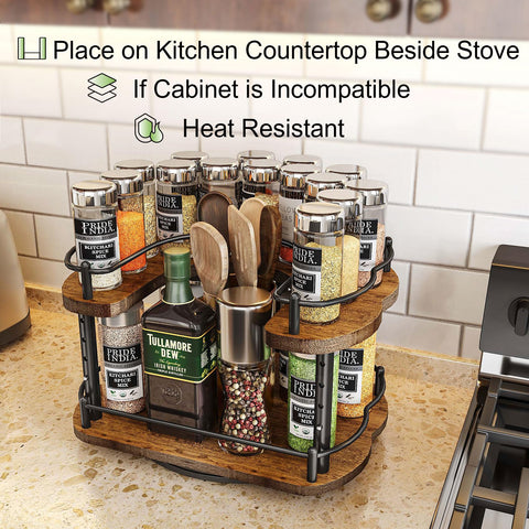 SNTD Lazy Susan two tier height adjustable for varied spice jars.