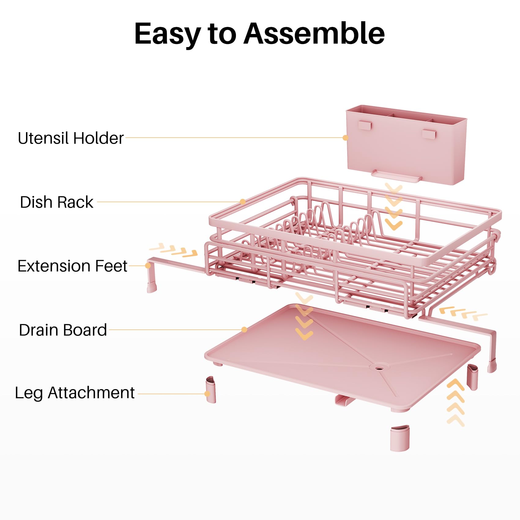 SNTD pink dish drying rack extendable over sink adds color while organizing
