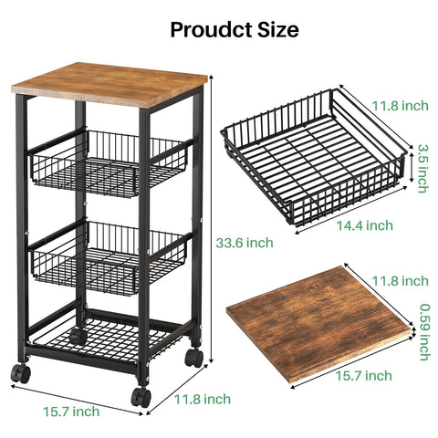 SNTD pull-out baskets for easy reach of fruits and vegetables.