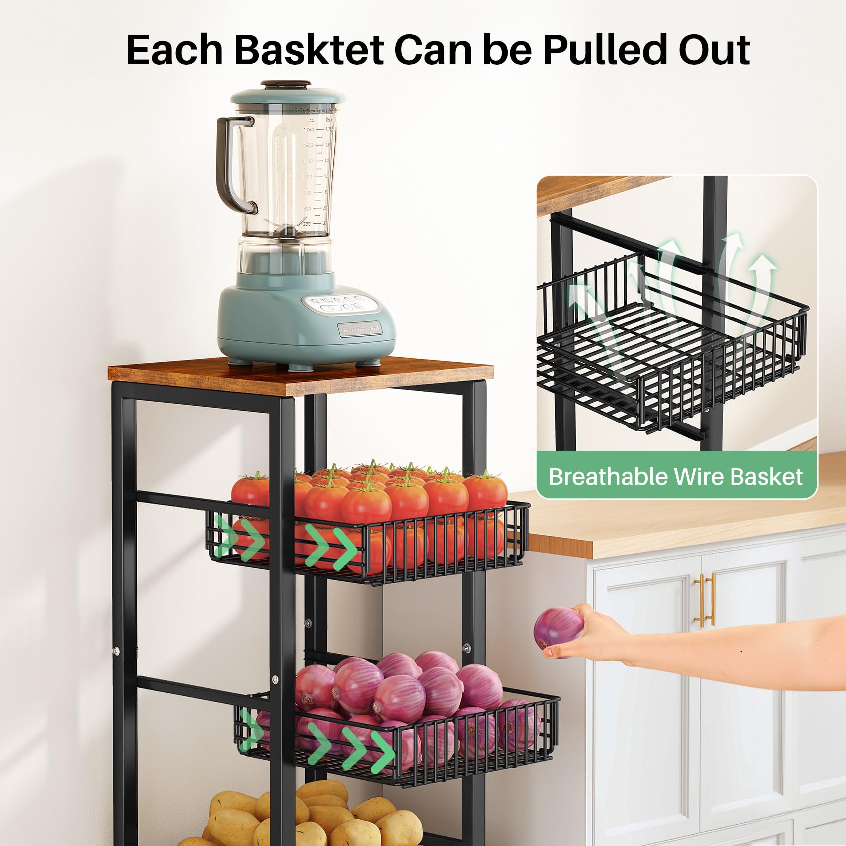 SNTD rolling rack with smooth wheels for flexible placement in the kitchen.