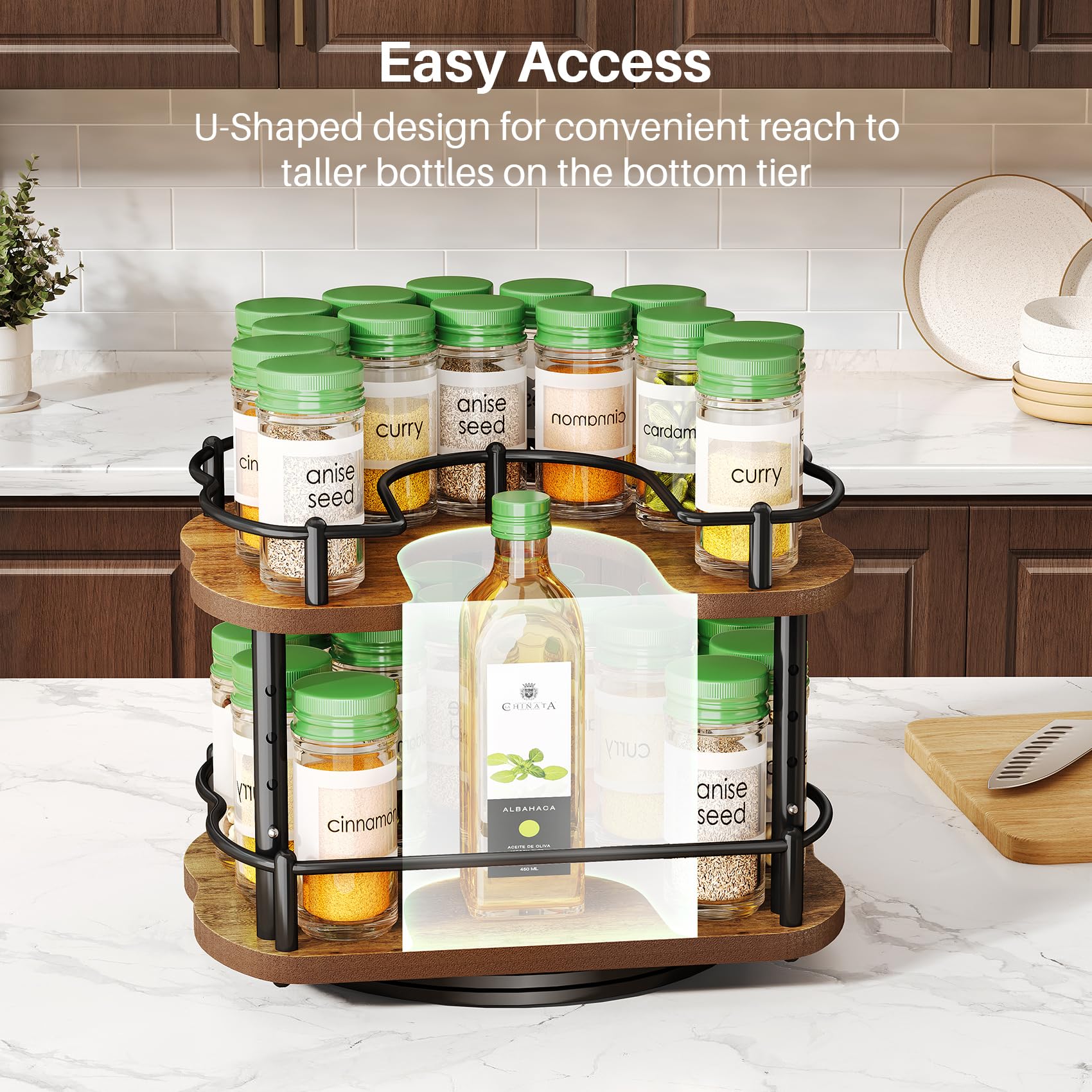 SNTD Spice Rack is heat resistant for countertop use near the stove.