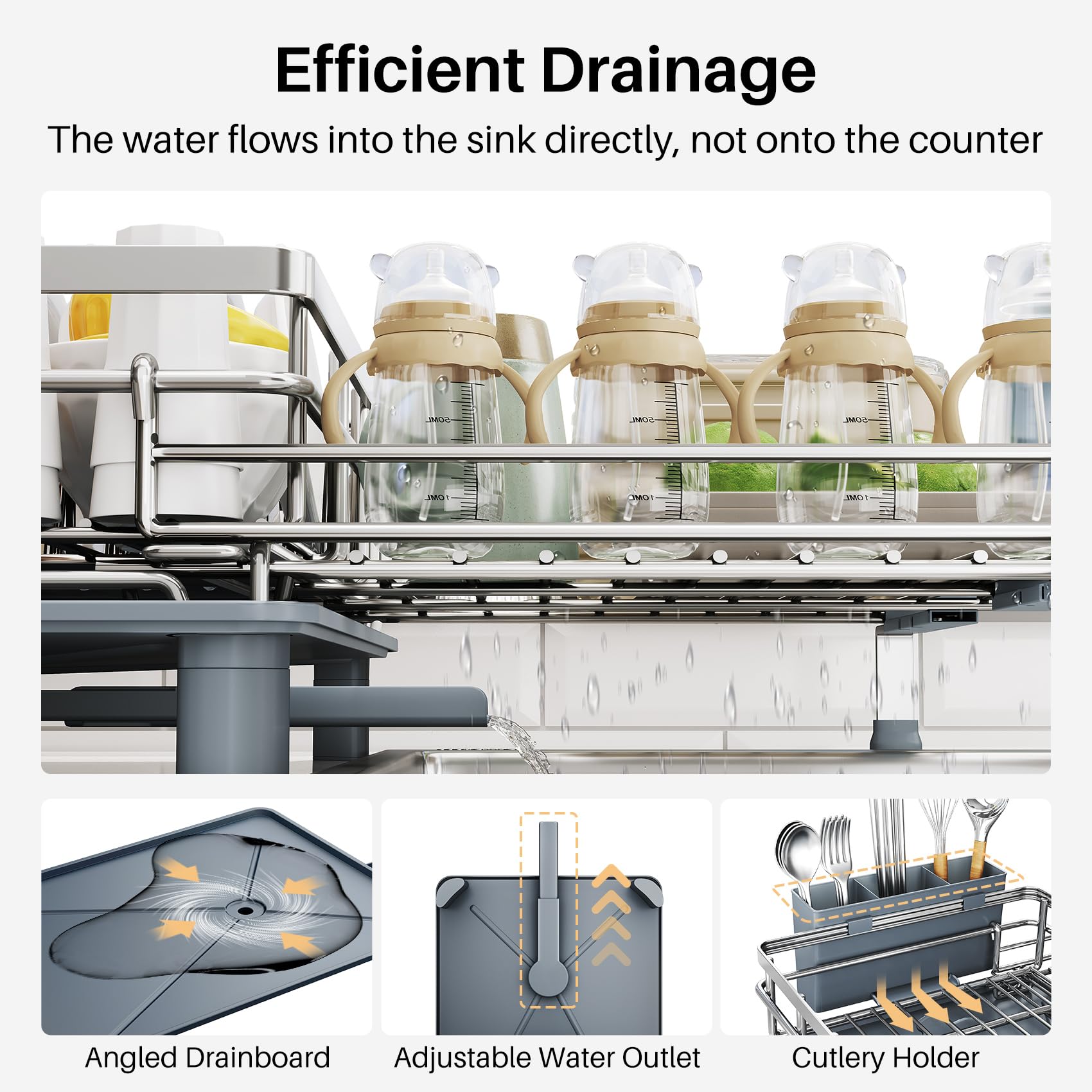 SNTD stainless steel 304 construction resists rust and maintains a sleek look.