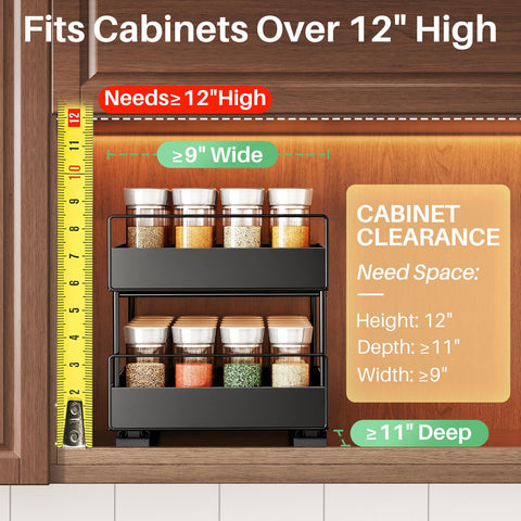 SNTD two-tier spice rack for organized seasoning display.