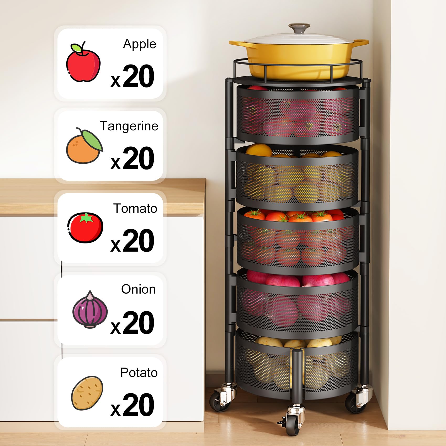 SNTD wire mesh basket with airflow design keeps produce fresh.