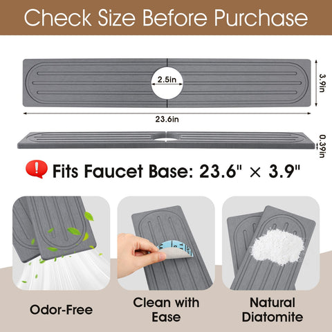 Snuggery Diatomite Faucet Mat fits standard faucet zones for kitchen and bathroom