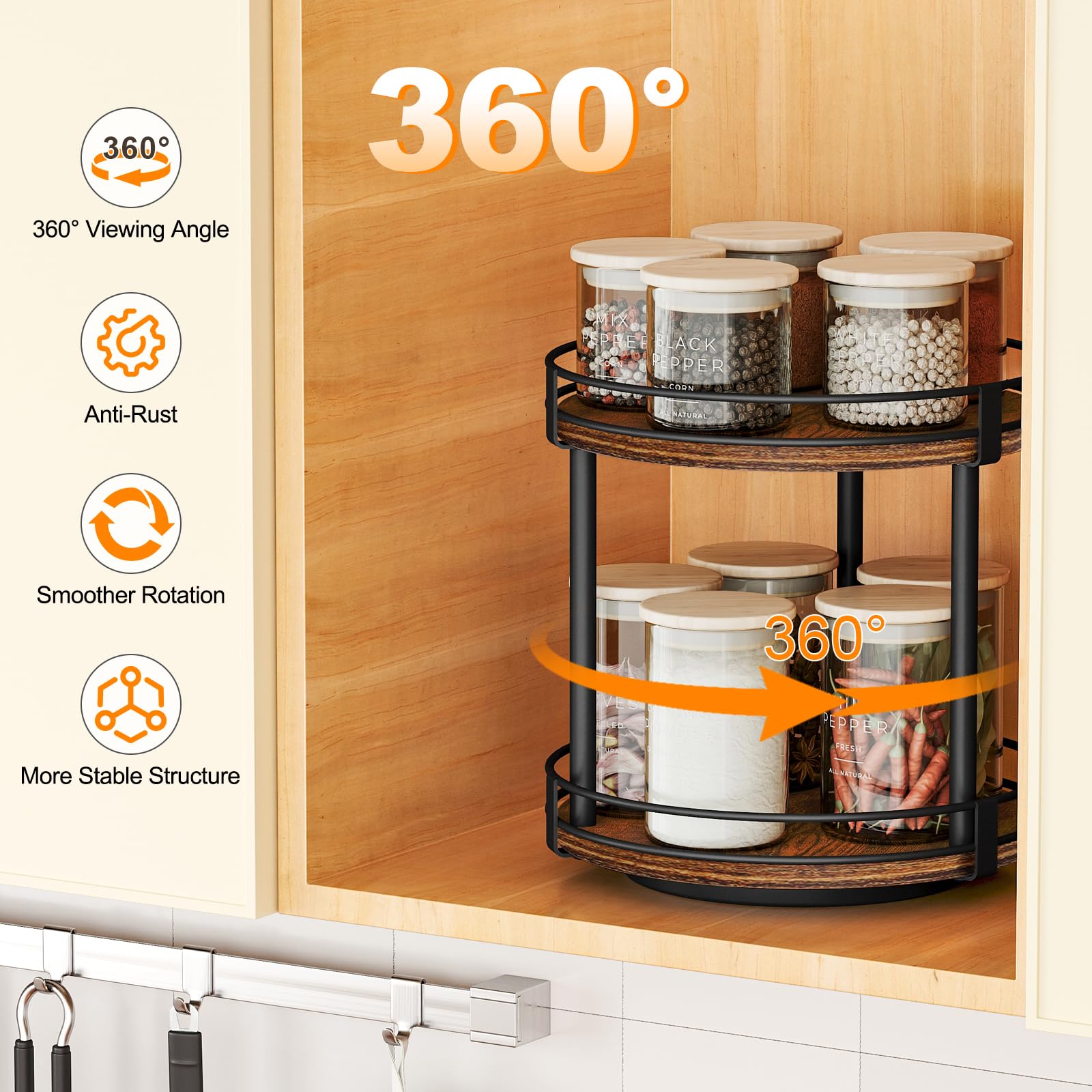 Snughome kitchen-countertop organizer stores spices and cans neatly