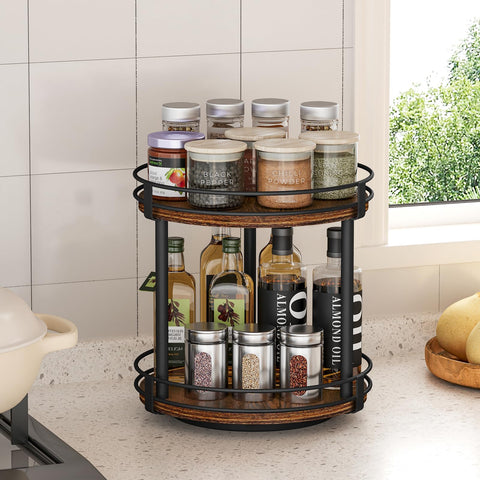 Snughome rotating spice rack side angle showing sturdy build and quiet rotation