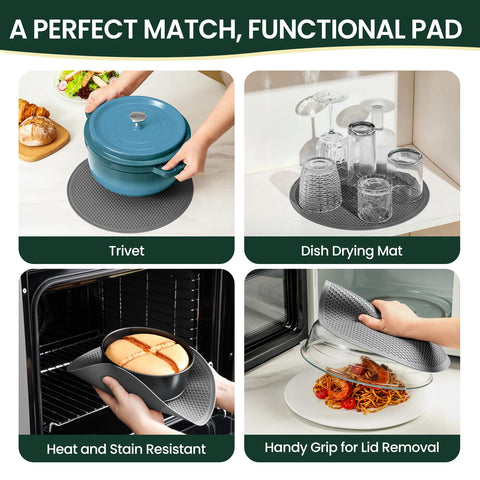 Snuvid borosilicate glass cover with vent holes promotes safe, even heating.