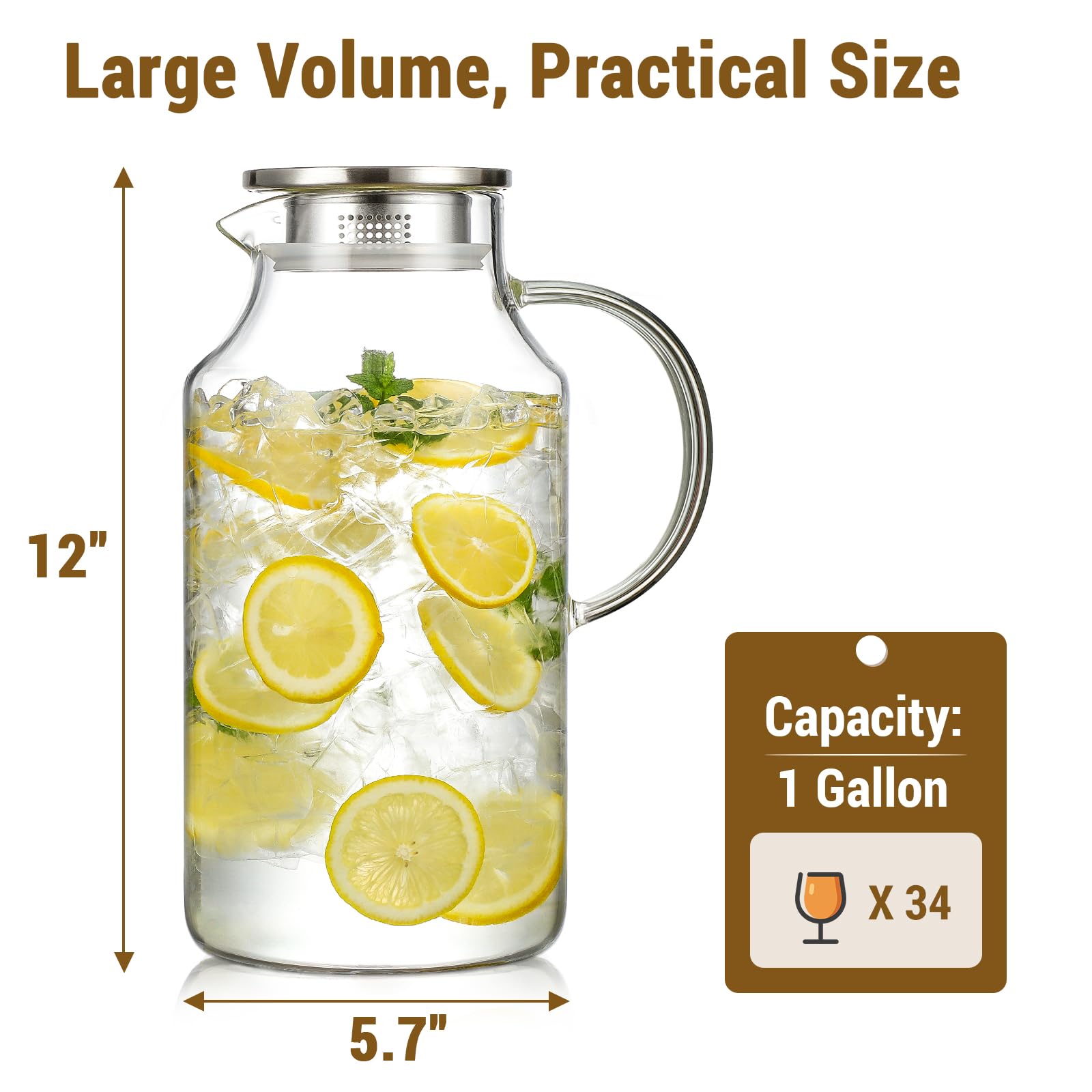 Snuvid borosilicate glass pitcher pouring from spout with dual lid for smooth refills