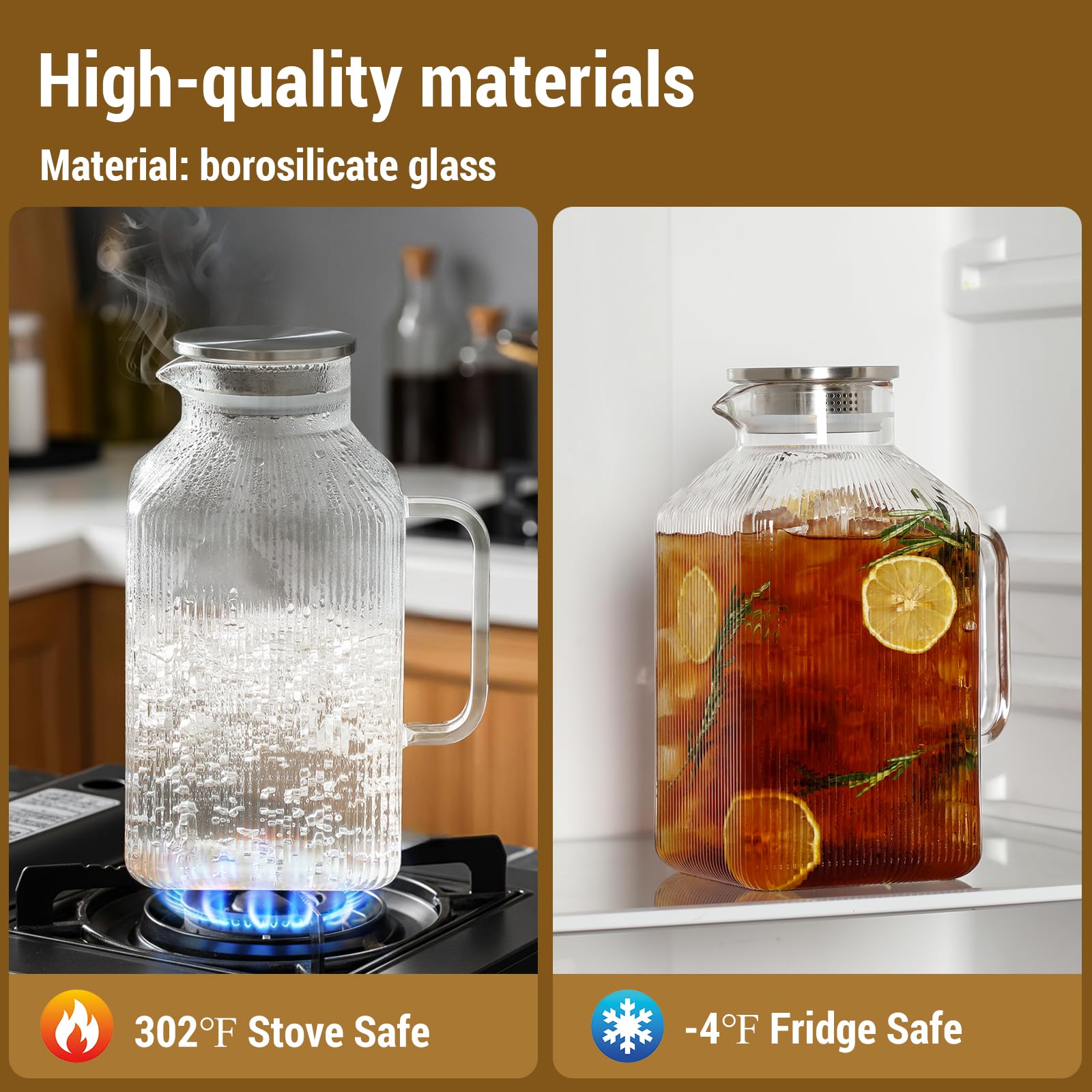 Snuvid dishwasher-safe borosilicate glass pitcher for easy cleanup after use.